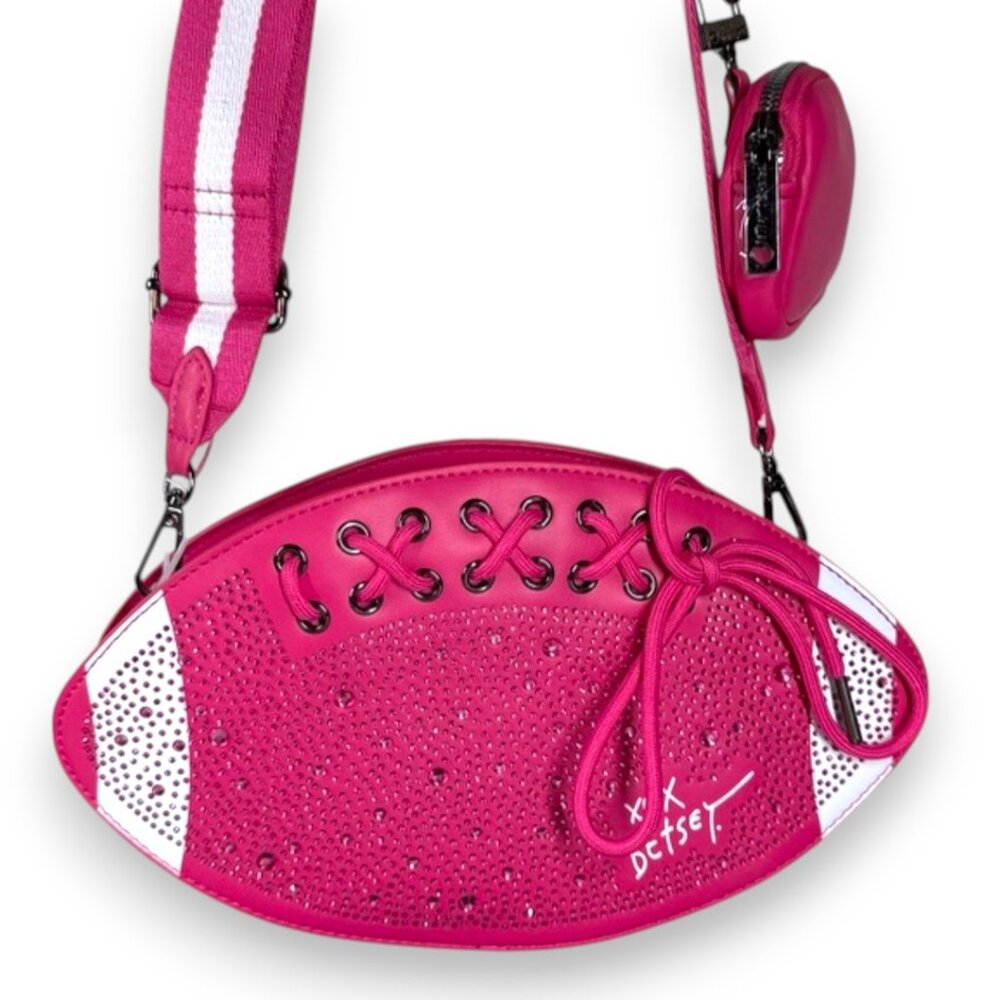 Betsey Johnson Sequin Football Shoulder Crossbody Bag "XOFUMBLE" - New